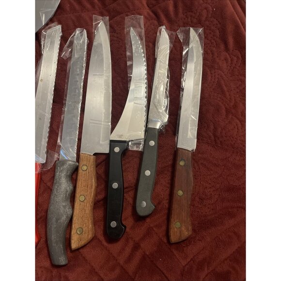 Vintage Kitchen Knife/misc. Lot of 9 Wood & Plastic Handles , Fork, Chop, Slice - Picture 5 of 16